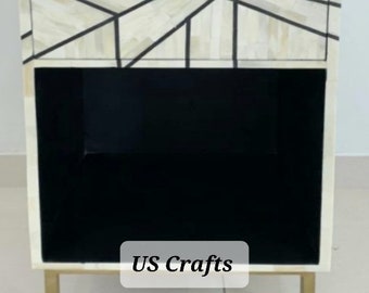 Handmade Bone inlay Bedside, Bone inlay Nightstand,Bone inlay endtable,Bone inlay Livingroom furniture