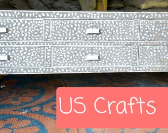 Mother of pearl console Dresser table Grey,Mother of Pearl chest of 6 drawers, living room furniture