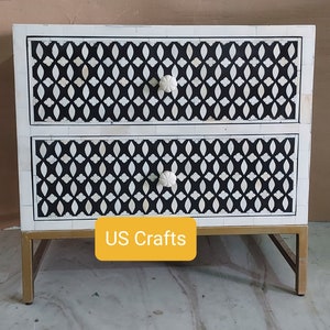 Bone inlay Nightstand, Bone inlay Bedside Table,Bone inlay Side Table