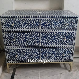 Bone Inlay Floral Design Chest of 3 Drawers , Bone Inlay Floral Design Dresser Table, Storage Unit