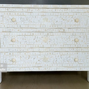 Bone inlay Chest of Drawers,Mother Of Pearl Inlay Commode ,Floral Pattern Antique Chest of 3 Drawers,wooden cabinet,living room furniture