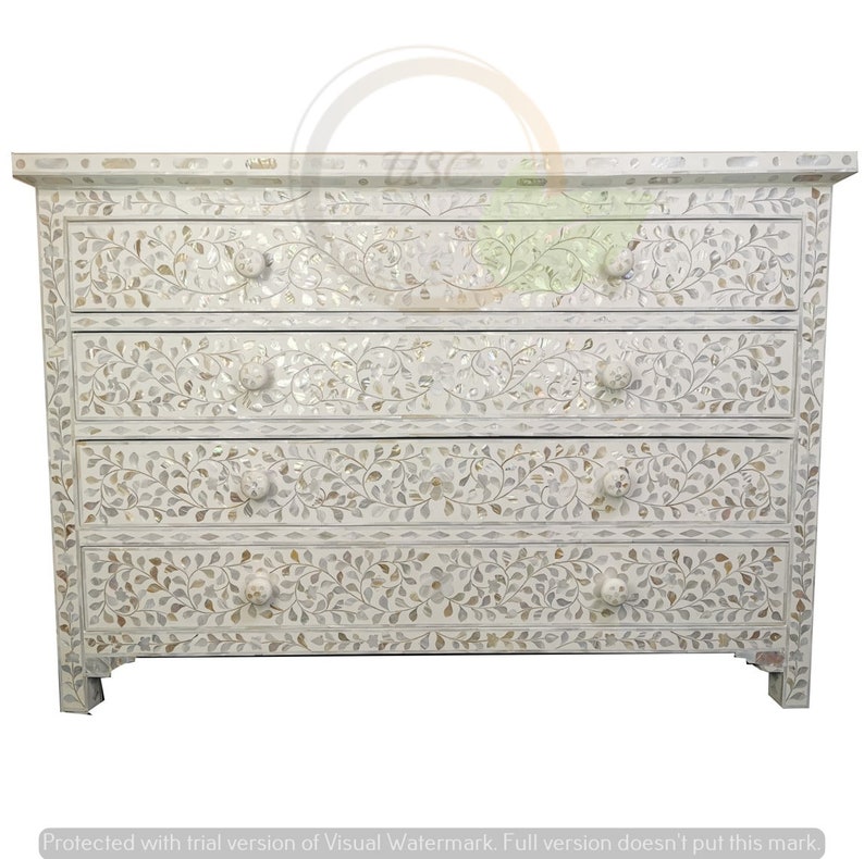 Mother of pearl Chest of Drawers,Mother of pearl Dresser,Bone inlay Unit,