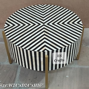 Bone Inlay Furniture, Bone inlay Coffee table, Bone inlay Center table, Bone inlay Round Coffee table, Inlay Entryway Table, Free Shipping.