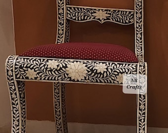 Bone Inlay Chair Home Décor Dining Chair Living Room Antique Chair Wood Bone Inlay Flower Design Resin Chair Meeting Chair
