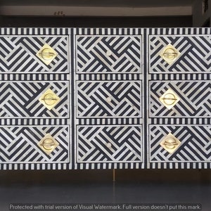 Bone Inlay Optical Design 9 Drawers Chest of Drawers Black, Bone Inlay Optical Design 9 Drawers Dresser Table, Storage Unit image 8