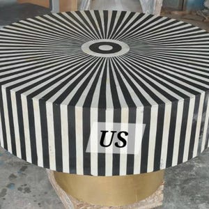Handmade Furniture, Bone inlay Coffee table, Bone inlay Center table, Bone inlay Round Coffee table, Bone Inlay Entryway Table