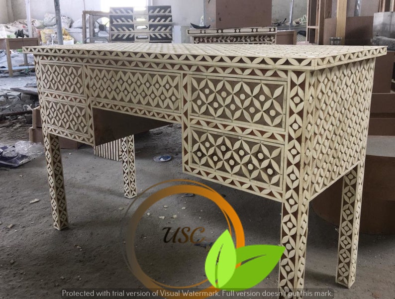 Bone Inlay Table Desk Bone Inlay Consolebone Inlay | Etsy
