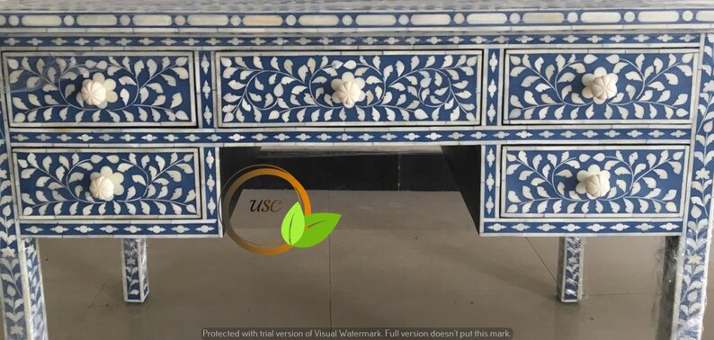 Bone Inlay Console Table Blue,bone Inlay Study Table Blue,bone Inlay ...