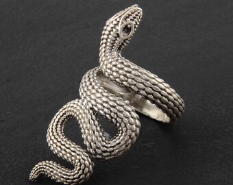 Snake Wrap Ring-Sterling Silver Ring-Snake jewelry-Reptile jewelry-Handmade ring-personalized gift-Animal Ring-Evil protection ring