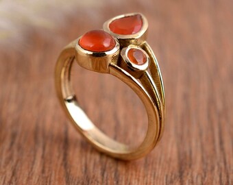 Carnelian ring, Gemstone Ring, Brass Ring, Handmade Ring, Boho Ring, Everyday Ring, Natural Carnelian Ring For Women, Gift For Her,