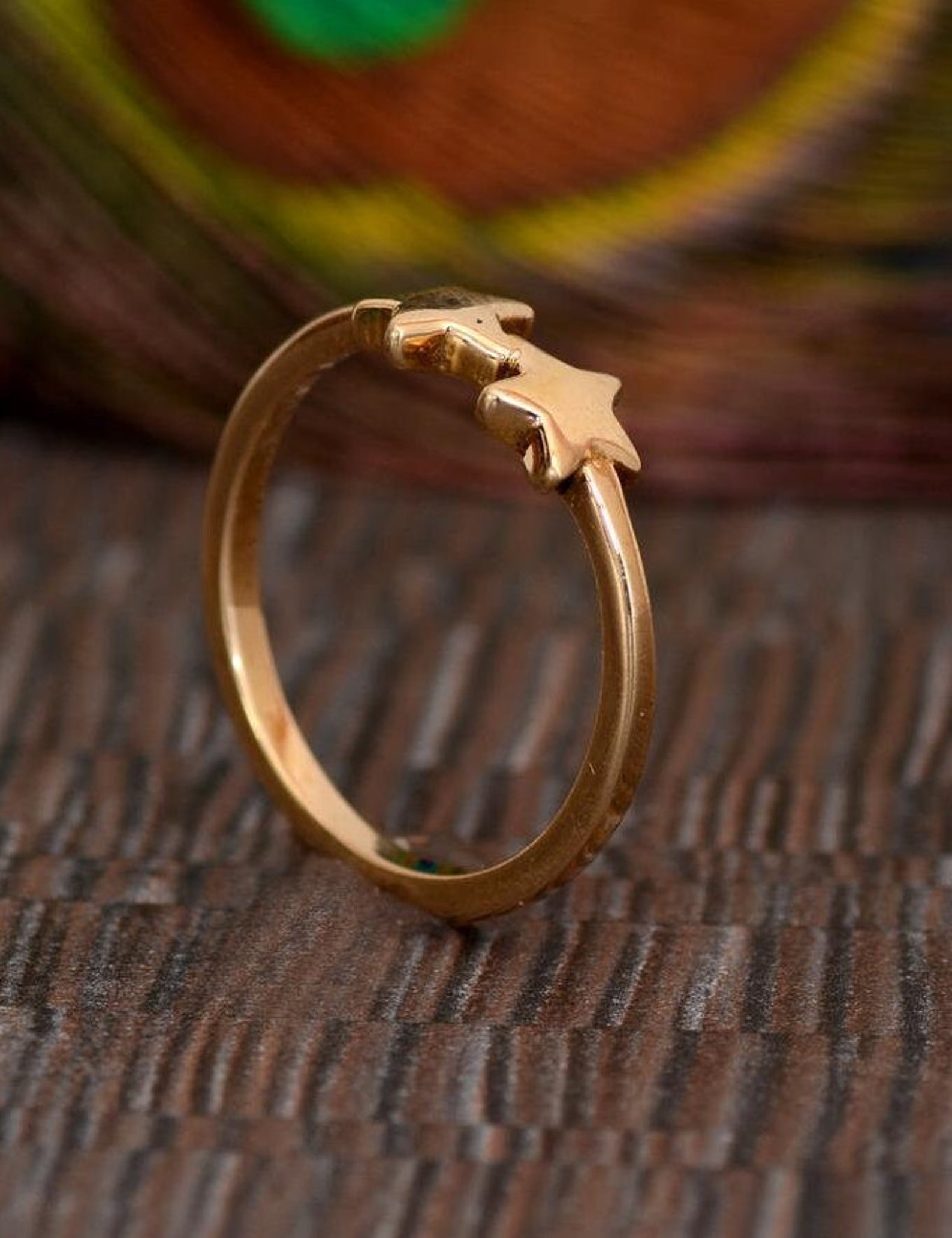 Handmade Brass Double Star Ring, Minimalist Stacking Jewelry - Etsy
