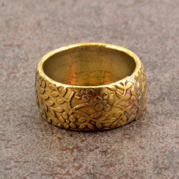 Handgemachte Messing Floral Ring - Vintage Style Band