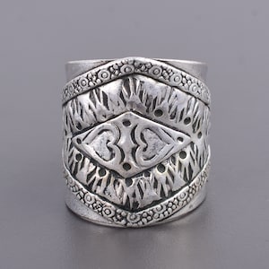 Sterling Silver Ring, Wide Band Ring, Solid Silver Ring, Boho Ring, Thumb Ring, Unique Ring,  Ethnic Ring, Thumb Ring, Heart Ring, Love Ring