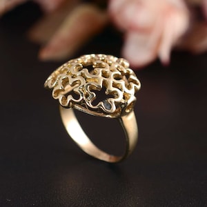Elegant Gold Brass Filigree Ring for Her, Brass Ring, Statement Ring, Filigree Lace Ring, Dainty Ring, Gold Ring, Boho Ring
