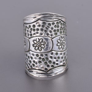 925 Sterling Silver Ring, Large Statement Rings, Adjustable Ring, Full Finger Ring, Boho Ring, Bohemian Rings, Thick Wide Ring, Shield Ring
