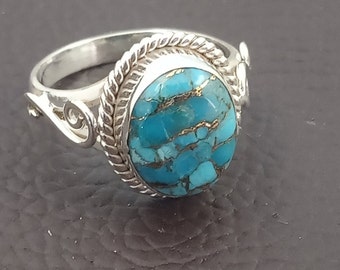 Turquoise Ring, Statement Ring, Gemstone Ring, Handmade Ring, Brass Ring, Boho Ring, Dainty Ring, Women Ring, Gift For Her, minimalist ring