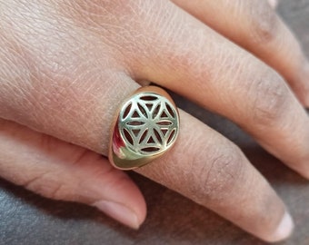 Handmade Brass Mandala Ring, Unisex Vintage Style