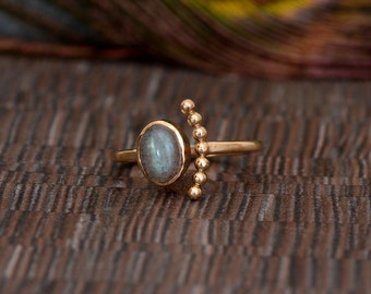 Moonstone Half Moon Ring, Crescent Moon Ring, Brass Ring, Gift for her, Unique Ring, Gemstone Ring, Moonstone Jewelry, Handmade jewelry