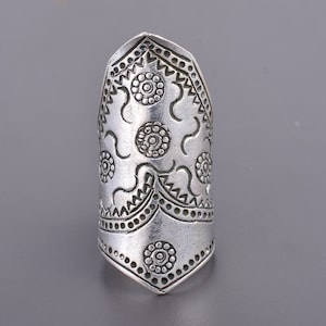 Handmade Ring, 925 Sterling Silver Ring, Long Statement Ring, Boho Ring, Mandala Ring, Tribal Ring, Ethnic Ring, Gift for Her, Promise Ring