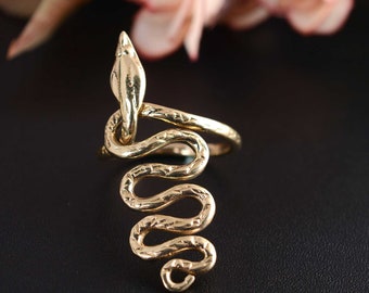 Handmade Brass Snake Ring, Bohemian Serpent Jewelry