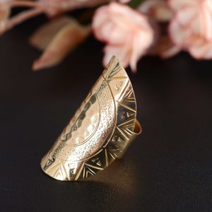 Boho Chunky Ring, Ethnic Statement Knuckle Ring, Hippie Long Full Finger Ring, Flower Ring, Christmas Gift, Large Ring, Big Ring