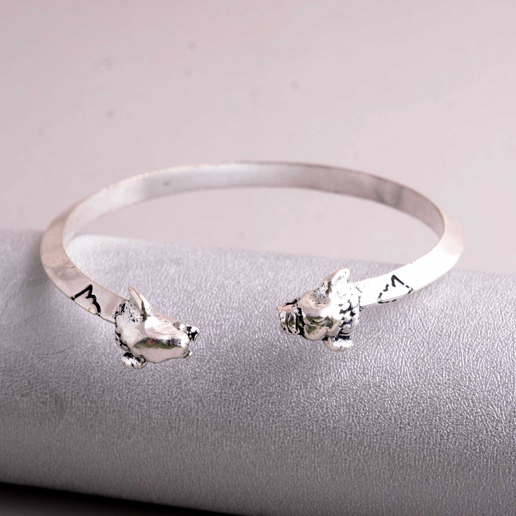 Bulldog Head Cuff Bracelet | Tribal Animal Totem Bangle