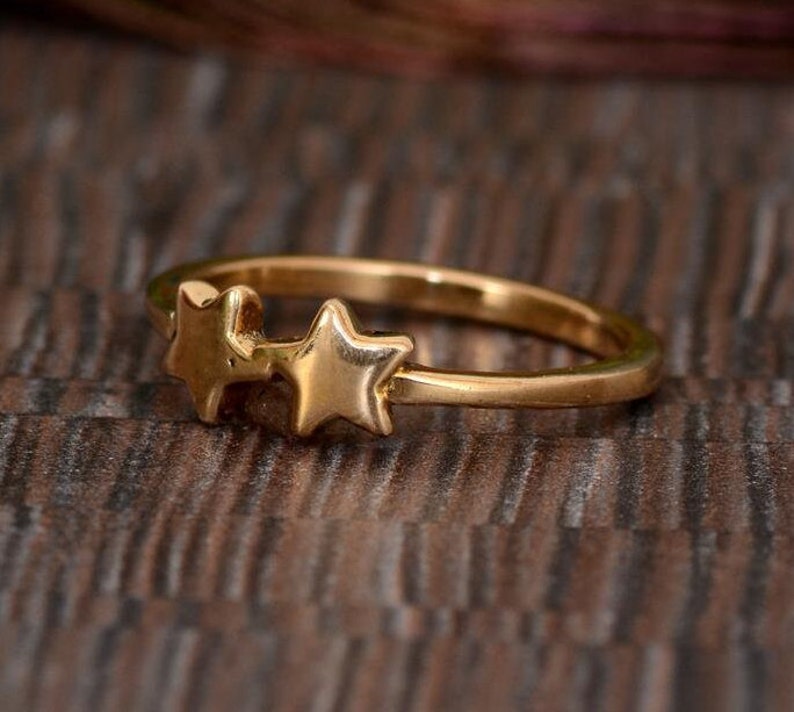 Handmade Brass Double Star Ring, Minimalist Stacking Jewelry - Etsy