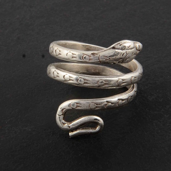 Silver snake ring Adjustable serpent ring silver boho ring | Etsy