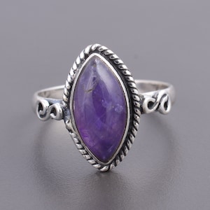Amethyst silver ring natural amethyst gemstone ring 925 sterling silver ring