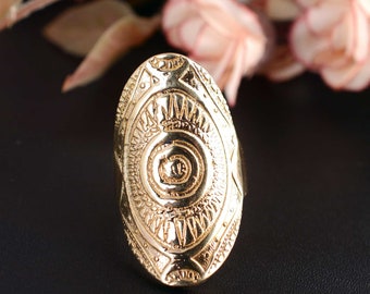 Handmade Brass Shield Ring, Unisex Armor Ring, Vintage Style