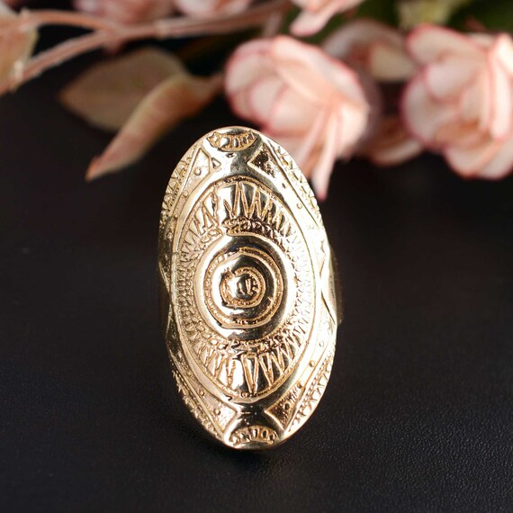 mayumimurasawa/SHIELD リング/ring/brass/12号 Handmade Brass Shield Ring, Unisex Armor Ring, Vintage Style - Etsy