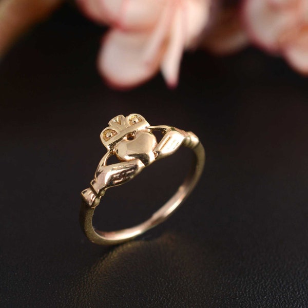 Brass Claddagh Dainty ring, Tiny Celtic Irish Ring, Personalised Ring, Promise Ring