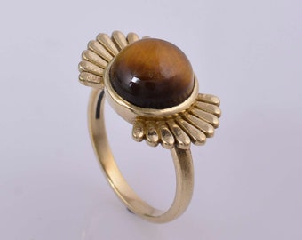 Tiger Eye Ring, Brass Ring, Handmade Ring, Ring For Women & Men, Boho Ring, Gift Ring, Gemstone Ring, Gift For Her, Crystal Ring