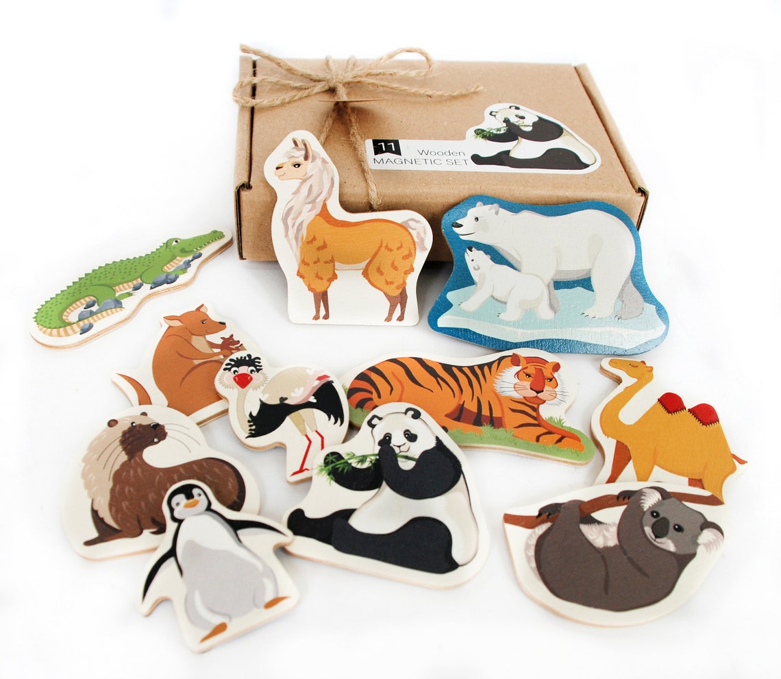 Wooden Animals Set of 11, Montessori Toys,zoo Animals,cute