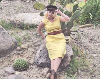 Yellow vintage dress in tulip cut