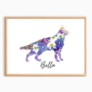 Stampa personalizzata con nome per cani - Stampa murale per cameretta di un pastore tedesco, poster personalizzato per cuccioli, decorazione per cameretta, simpatica stampa con nome per animali domestici