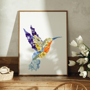 Regali di colibrì per lui Stampa di fiori pressati