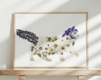 Ragdoll cat art print Pressed flower pet wall artwork