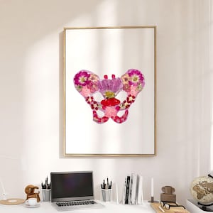 Becken Anatomie Wand Kunst Druck Detailliertes botanisches medizinisches Dekor, Gynäkologie Büro Dekor, Ortho Kunst, Lernanatomie Poster