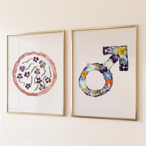 Fertility Clinic Wall Art Set of 2 Prints – Male Health & Infertility Treatment, Sperm Cell and Men’s Health Symbol, Medical Office Decor