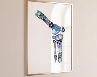 Floral Knee Joint Anatomy Print, Orthopedic Knee Wall Art, Physical Therapy Clinic Decor