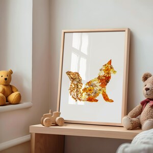 Stampa artistica da parete con volpe – Decorazione per cameretta dei bambini in stile bosco, illustrazione di animali selvatici