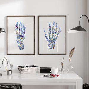Floral Skeleton Arm and Leg Art Print Set Botanical Anatomy Wall Art, Medical Poster, Unique Doctor Gift, Bone Illustration