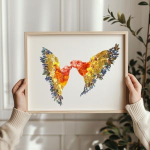 Stampa artistica con bacio di colibrì, decorazione da parete romantica per camera da letto o regalo di anniversario, illustrazione di due colibrì, decorazione di uccelli innamorati