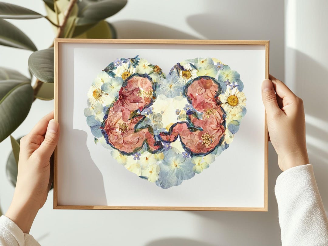 Twins Artwork Art Botanical Twins Decor Cute Twin Art Personalized