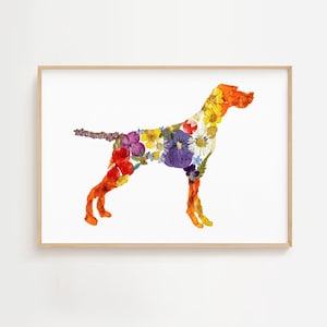 German Shorthaired Pointer Wall Art – Pressed Flower Dog Print, Floral GSP Home or Dorm Room Decor