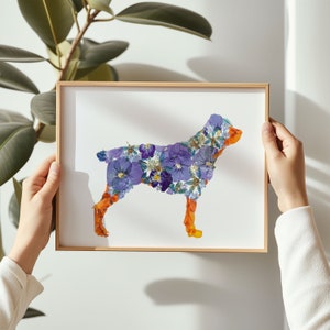 Regalo Rottweiler per lei Regalo per toelettatore per cani Arte murale con fiori pressati