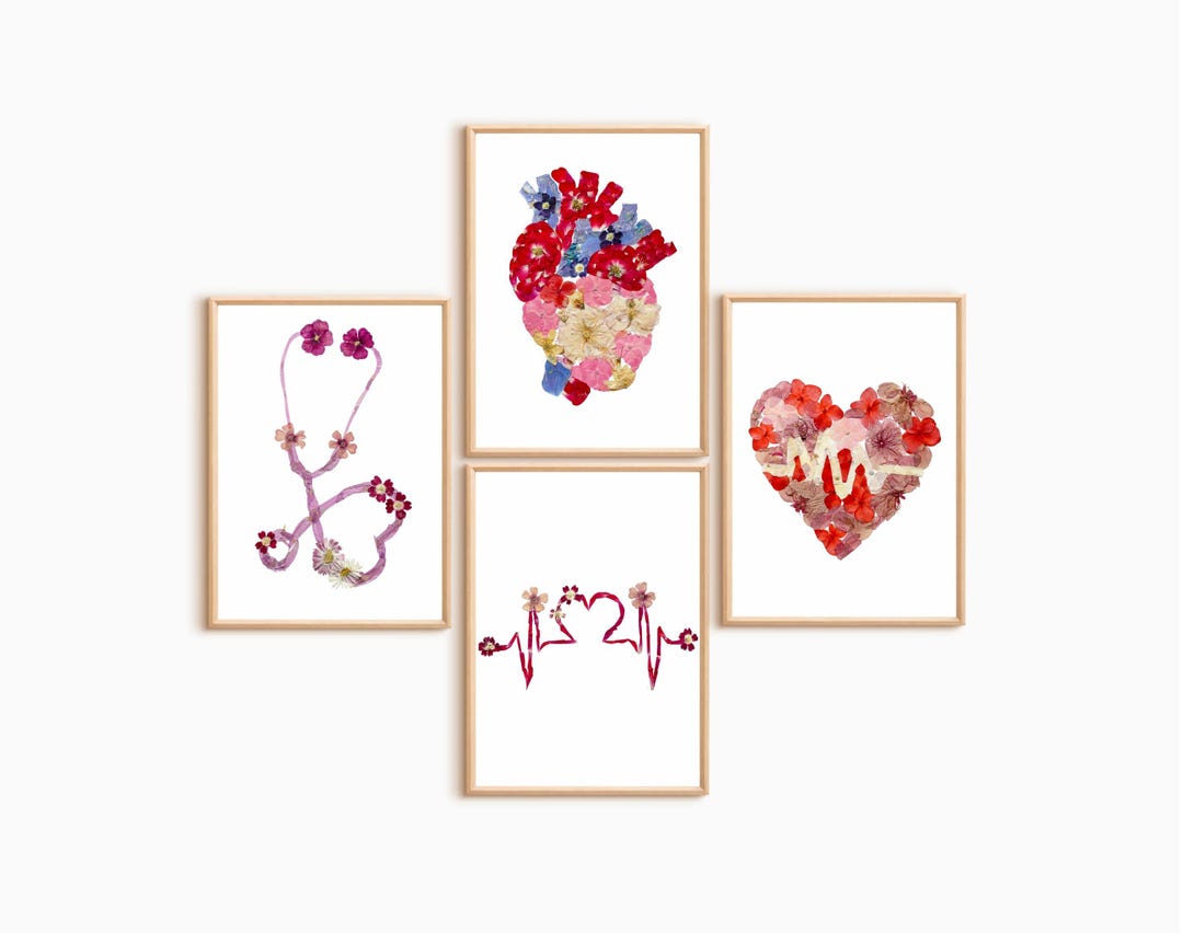 Digital Heart Anatomy Wall Art Set of 4 – Printable Cardiologist Office ...