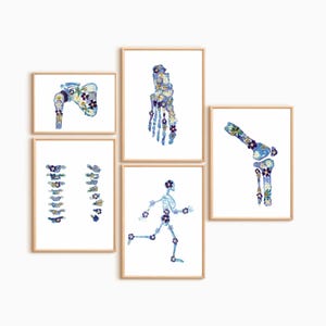 Rehabilitation Specialist Wall Art Set Floral Anatomy Prints for Physio Office Decor Physical Therapy Poster Bundle Rehab Clinic Wall Decor