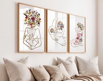 Breastfeeding Wall Art Set of 3 – Mother and Baby Prints for Women’s Health Clinics, Lactation Consultants and Therapy Rooms